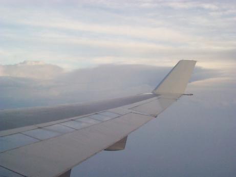 view of the alantic ocean from an airplane       window