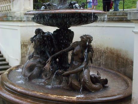 an elaborate sculpture in a fountain