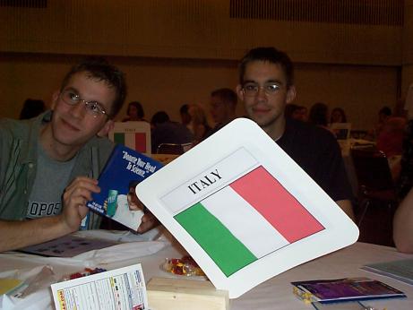 a cardboard Italian flag